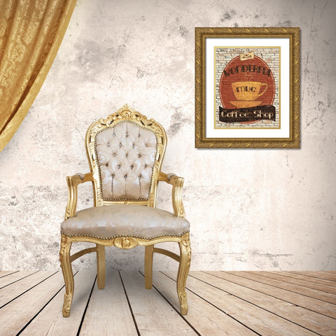 Wonderful Coffee Shop Gold Ornate Wood Framed Art Print with Double Matting by Tillmon, Avery