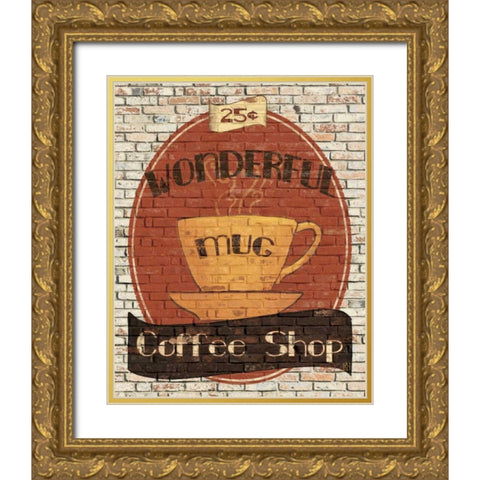 Wonderful Coffee Shop Gold Ornate Wood Framed Art Print with Double Matting by Tillmon, Avery