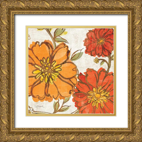 Tangerine Square I Gold Ornate Wood Framed Art Print with Double Matting by Schlabach, Sue