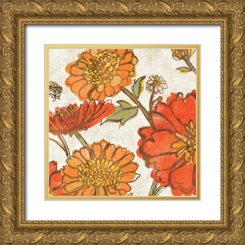 Tangerine Square II Gold Ornate Wood Framed Art Print with Double Matting by Schlabach, Sue