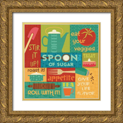 Kitchen It II Gold Ornate Wood Framed Art Print with Double Matting by Pela Studio