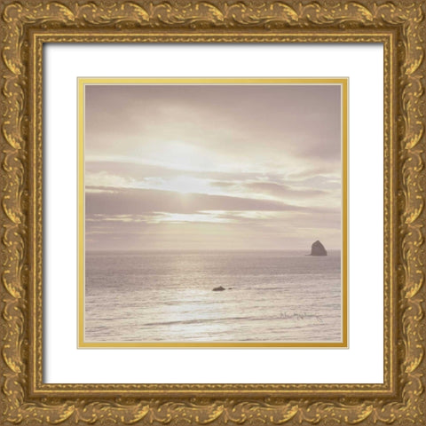 Shoreline Triptych Left Gold Ornate Wood Framed Art Print with Double Matting by Audit, Lisa
