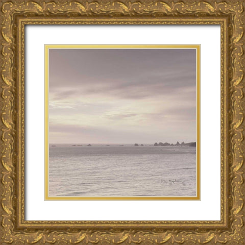 Shoreline Triptych Center Gold Ornate Wood Framed Art Print with Double Matting by Audit, Lisa