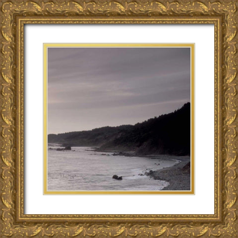 Shoreline Triptych Right Gold Ornate Wood Framed Art Print with Double Matting by Audit, Lisa