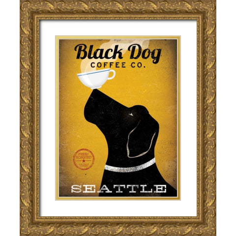 Black Dog Coffee Co Seattle Gold Ornate Wood Framed Art Print with Double Matting by Fowler, Ryan
