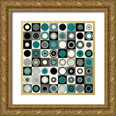 Carnaby Street Blue Gold Ornate Wood Framed Art Print with Double Matting by Wild Apple Portfolio