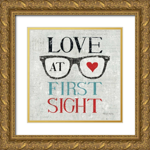 Vintage Desktop - Glasses Gold Ornate Wood Framed Art Print with Double Matting by Mullan, Michael