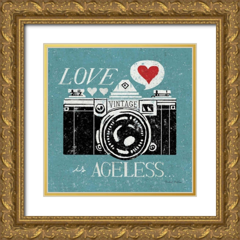 Vintage Desktop - Camera Gold Ornate Wood Framed Art Print with Double Matting by Mullan, Michael
