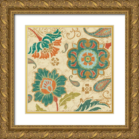 Fall Paisley III Gold Ornate Wood Framed Art Print with Double Matting by Pela