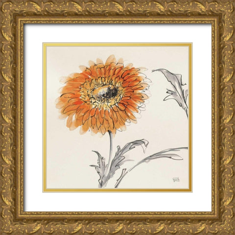 Orange Gerbera III Gold Ornate Wood Framed Art Print with Double Matting by Paschke, Chris