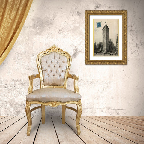 Flat Iron 1909 Gold Ornate Wood Framed Art Print with Double Matting by Wild Apple Portfolio
