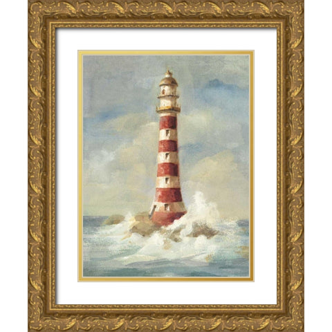 Lighthouse II Gold Ornate Wood Framed Art Print with Double Matting by Nai, Danhui