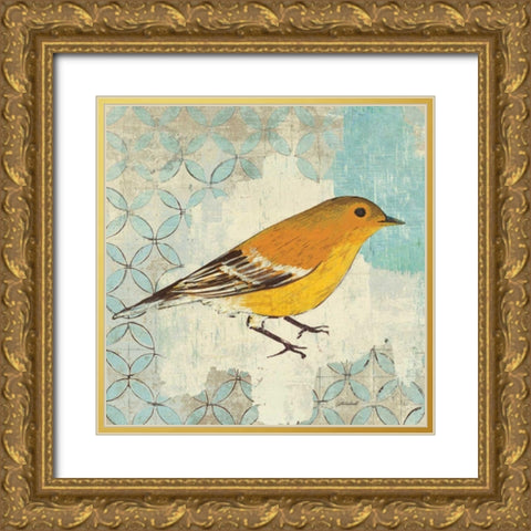 Pine Warbler Gold Ornate Wood Framed Art Print with Double Matting by Lovell, Kathrine