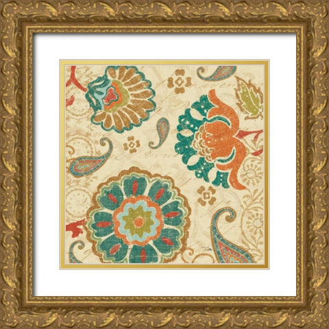 Fall Paisley II Gold Ornate Wood Framed Art Print with Double Matting by Pela