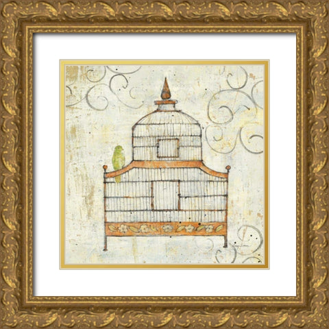 Bird Cage III Gold Ornate Wood Framed Art Print with Double Matting by Tillmon, Avery