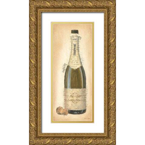 Bubbly Champagne Bottle Gold Ornate Wood Framed Art Print with Double Matting by Adams, Emily