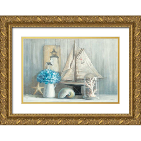 Summer House Crop Gold Ornate Wood Framed Art Print with Double Matting by Nai, Danhui