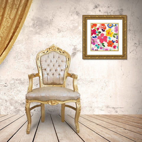 Bright Florals III Gold Ornate Wood Framed Art Print with Double Matting by Wild Apple Portfolio