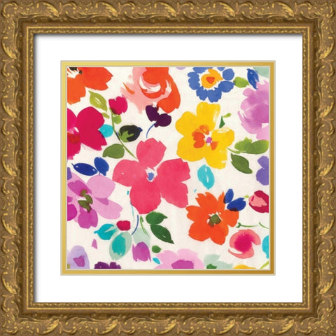 Bright Florals III Gold Ornate Wood Framed Art Print with Double Matting by Wild Apple Portfolio