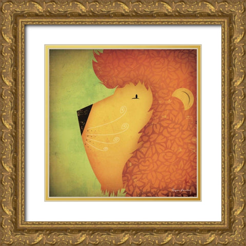 Lion WOW Gold Ornate Wood Framed Art Print with Double Matting by Fowler, Ryan