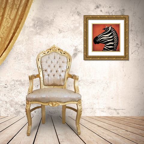 Zebra WOW Gold Ornate Wood Framed Art Print with Double Matting by Fowler, Ryan