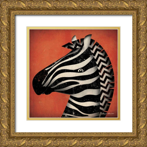 Zebra WOW Gold Ornate Wood Framed Art Print with Double Matting by Fowler, Ryan