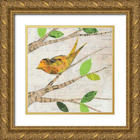 Birds in Spring II Square Gold Ornate Wood Framed Art Print with Double Matting by Prahl, Courtney
