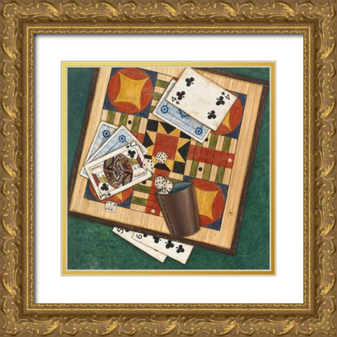 Parcheesi Gold Ornate Wood Framed Art Print with Double Matting by Brown, David Carter