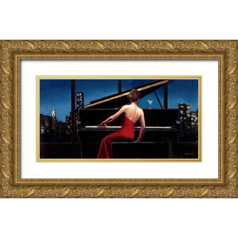 Lady in Red Gold Ornate Wood Framed Art Print with Double Matting by Fabiano, Marco