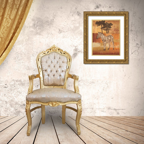 Animals on Safari II Gold Ornate Wood Framed Art Print with Double Matting by Hristova, Albena