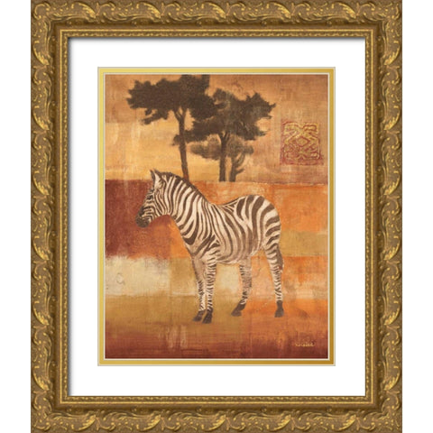 Animals on Safari II Gold Ornate Wood Framed Art Print with Double Matting by Hristova, Albena
