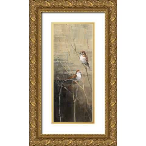 Sparrows at Dusk II Gold Ornate Wood Framed Art Print with Double Matting by Tillmon, Avery