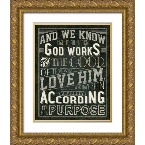 Holy Words I Gold Ornate Wood Framed Art Print with Double Matting by Pela Studio