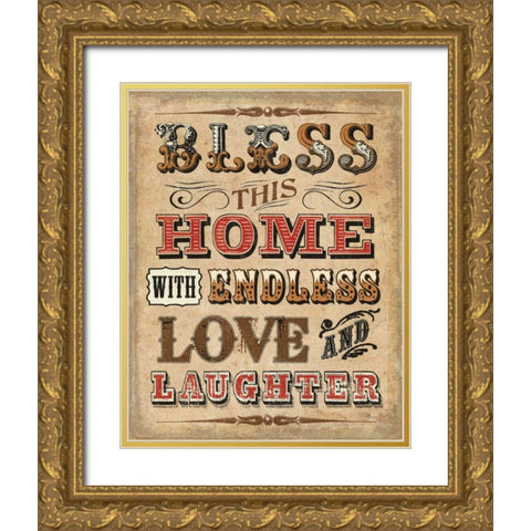 Blessed I Gold Ornate Wood Framed Art Print with Double Matting by Pela Studio