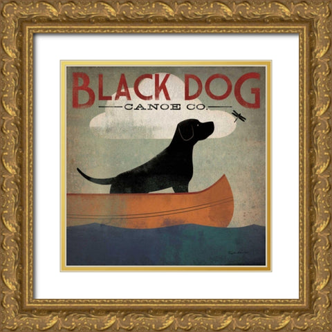 Black Dog Canoe Gold Ornate Wood Framed Art Print with Double Matting by Fowler, Ryan