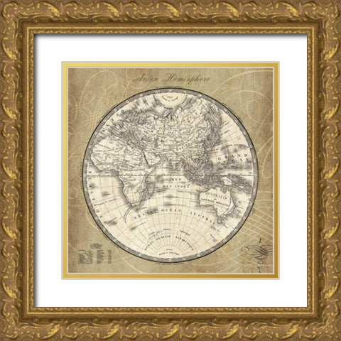 French World Map II Gold Ornate Wood Framed Art Print with Double Matting by Schlabach, Sue