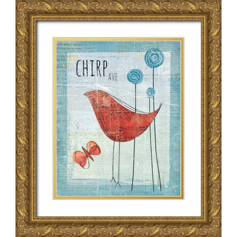 Chirp Ave Gold Ornate Wood Framed Art Print with Double Matting by Aldrich, Belinda