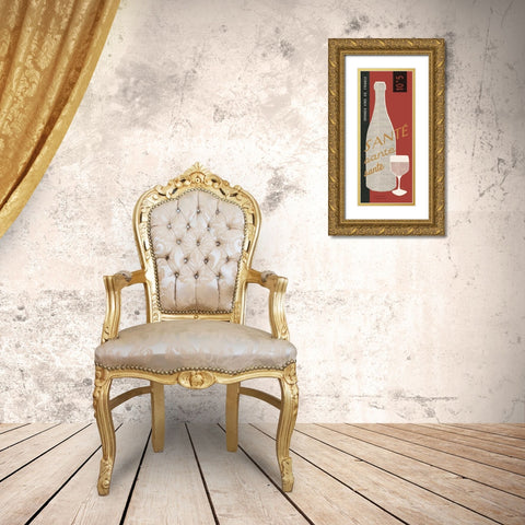 Red Wine Toast Gold Ornate Wood Framed Art Print with Double Matting by Schlabach, Sue