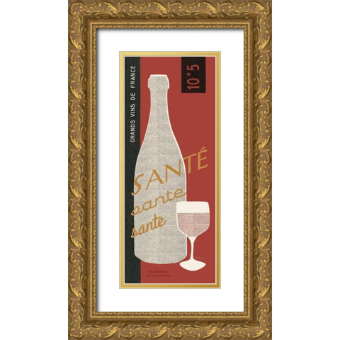 Red Wine Toast Gold Ornate Wood Framed Art Print with Double Matting by Schlabach, Sue