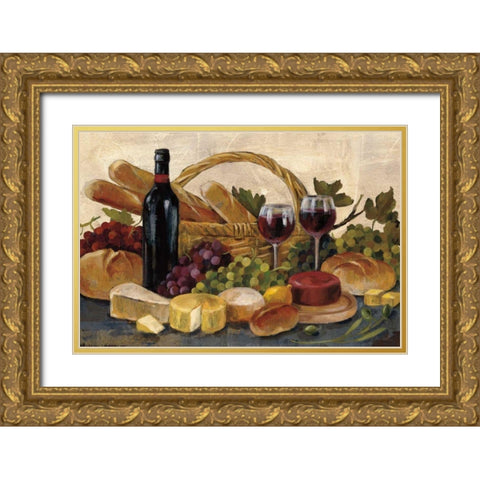 Tuscan Evening Wine Crop Gold Ornate Wood Framed Art Print with Double Matting by Vassileva, Silvia