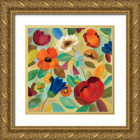 Summer Floral IV Gold Ornate Wood Framed Art Print with Double Matting by Vassileva, Silvia