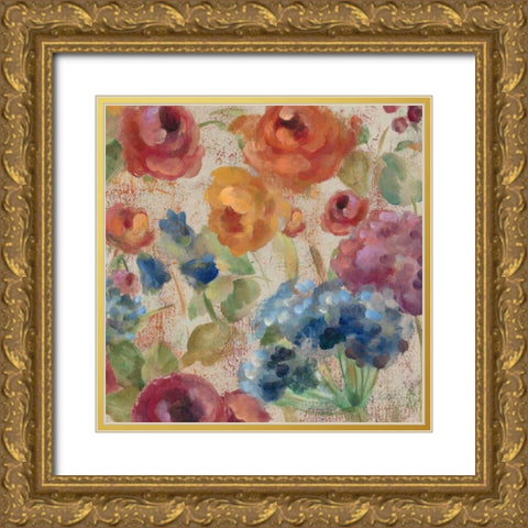 April Rain Flowers III Gold Ornate Wood Framed Art Print with Double Matting by Vassileva, Silvia
