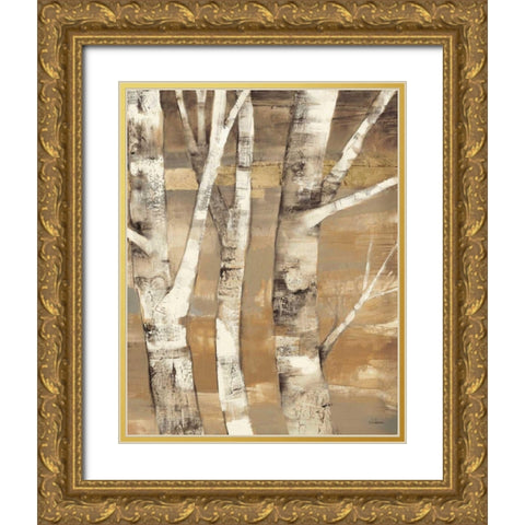 Wandering Through the Birches II Gold Ornate Wood Framed Art Print with Double Matting by Hristova, Albena