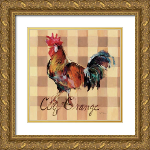 Coq Orange Gold Ornate Wood Framed Art Print with Double Matting by Hageman, Marilyn