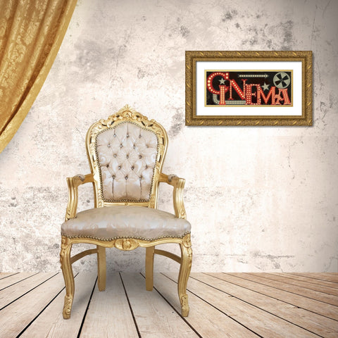 Movie Lights I Gold Ornate Wood Framed Art Print with Double Matting by Pela Studio