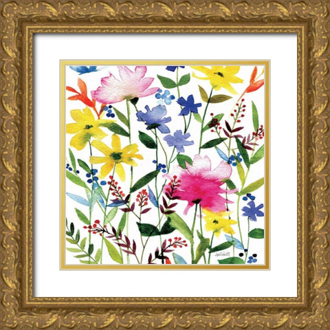 Annes Flowers Crop II Gold Ornate Wood Framed Art Print with Double Matting by Tavoletti, Anne