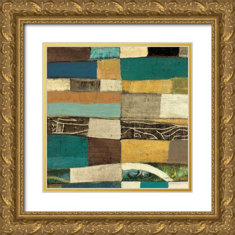 Eileen IV Blue Gold Ornate Wood Framed Art Print with Double Matting by Warrick, Cheryl