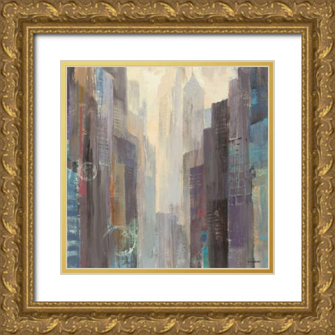 City at Dawn Gold Ornate Wood Framed Art Print with Double Matting by Hristova, Albena