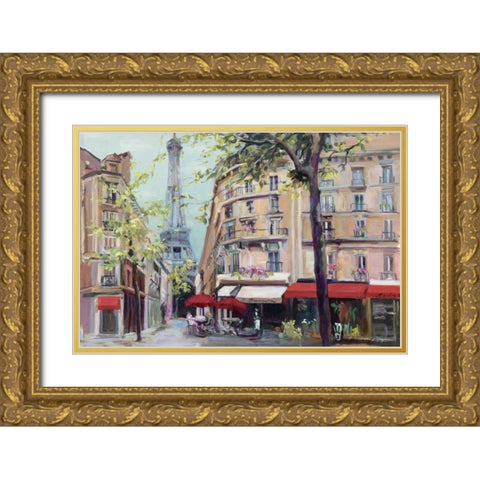 Springtime in Paris Gold Ornate Wood Framed Art Print with Double Matting by Hageman, Marilyn
