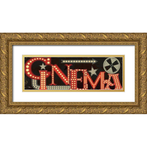 Movie Lights I Gold Ornate Wood Framed Art Print with Double Matting by Pela Studio